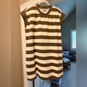 Entro Olive and Cream Striped Dress